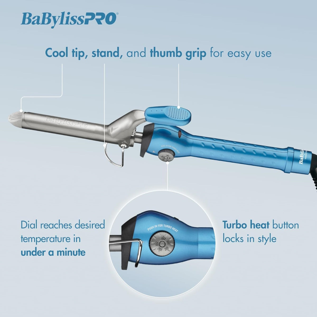 BaByliss PRO 1 Nano Titanium Spring Curling Iron Simply Manikins