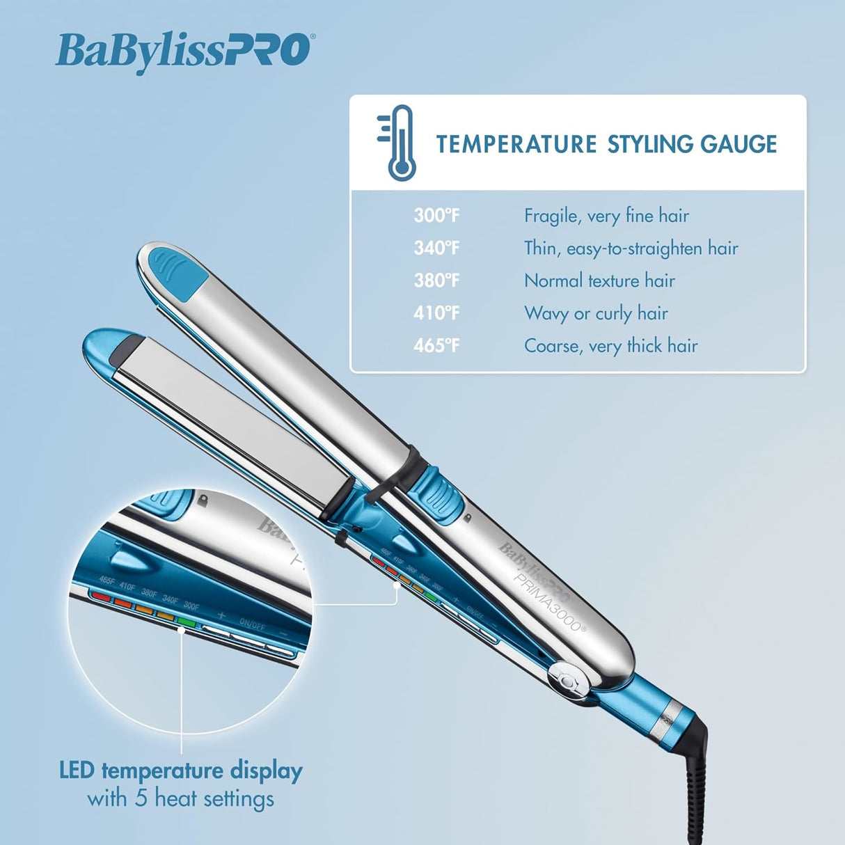 BabylissPro Prima3300 1-1/2" Titanium Ionic Hair Straightener 