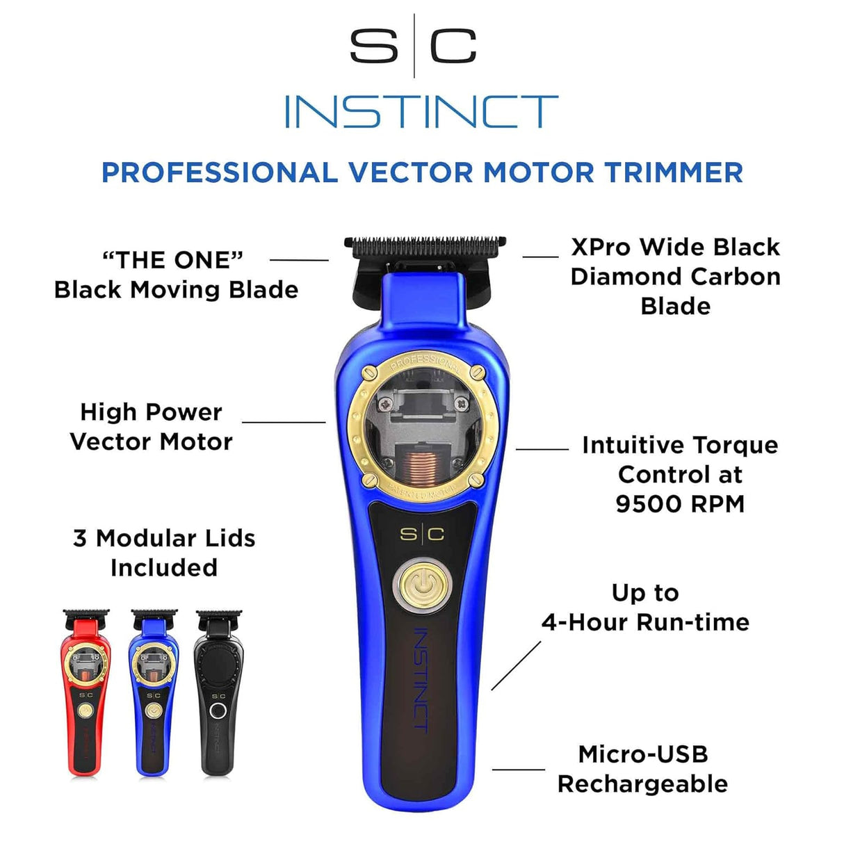 StyleCraft Instinct SC407M Cordless Trimmer w/ Vector Motor 