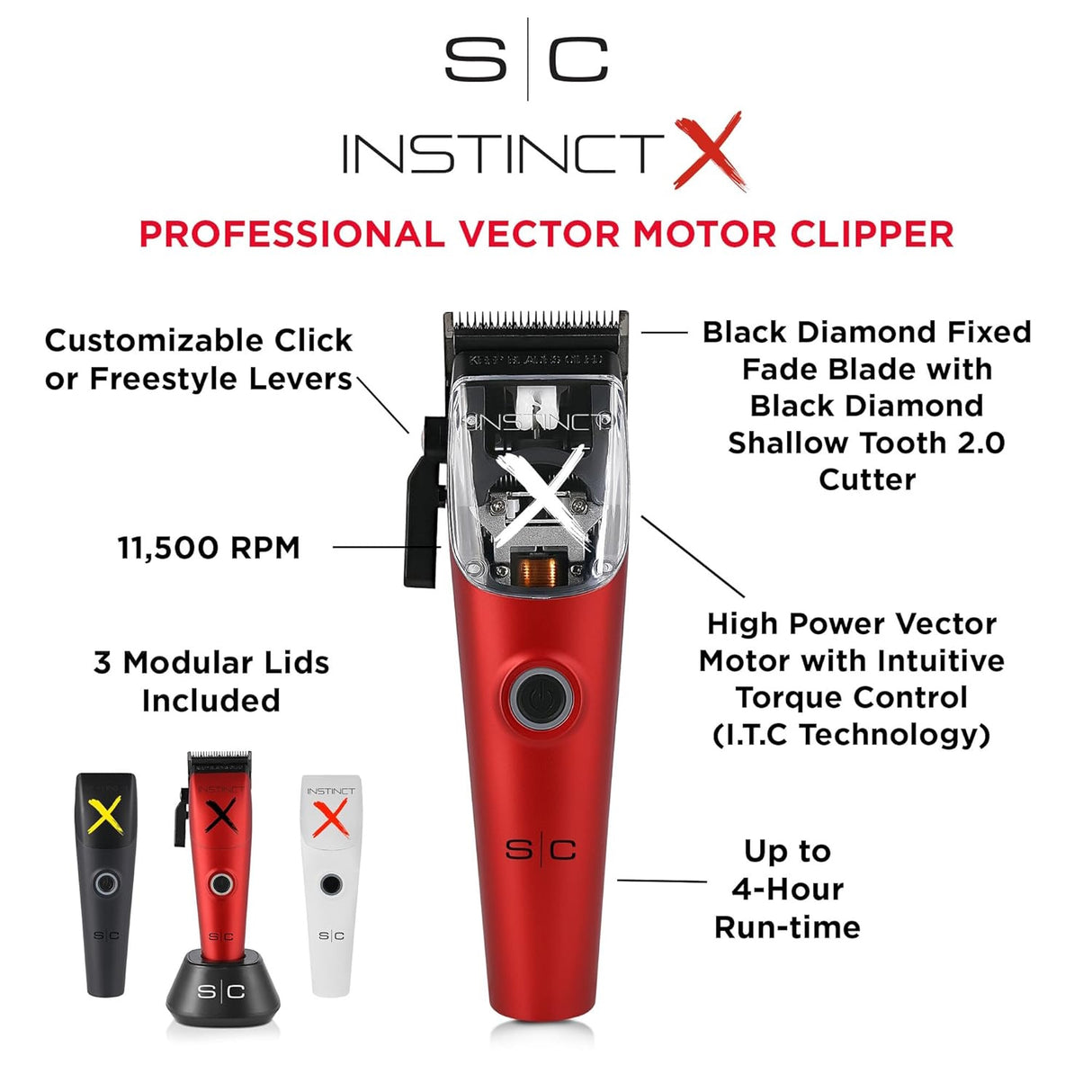 StyleCraft Instinct-X Cordless Hair Clipper w/ Vector Motor - SC608M 